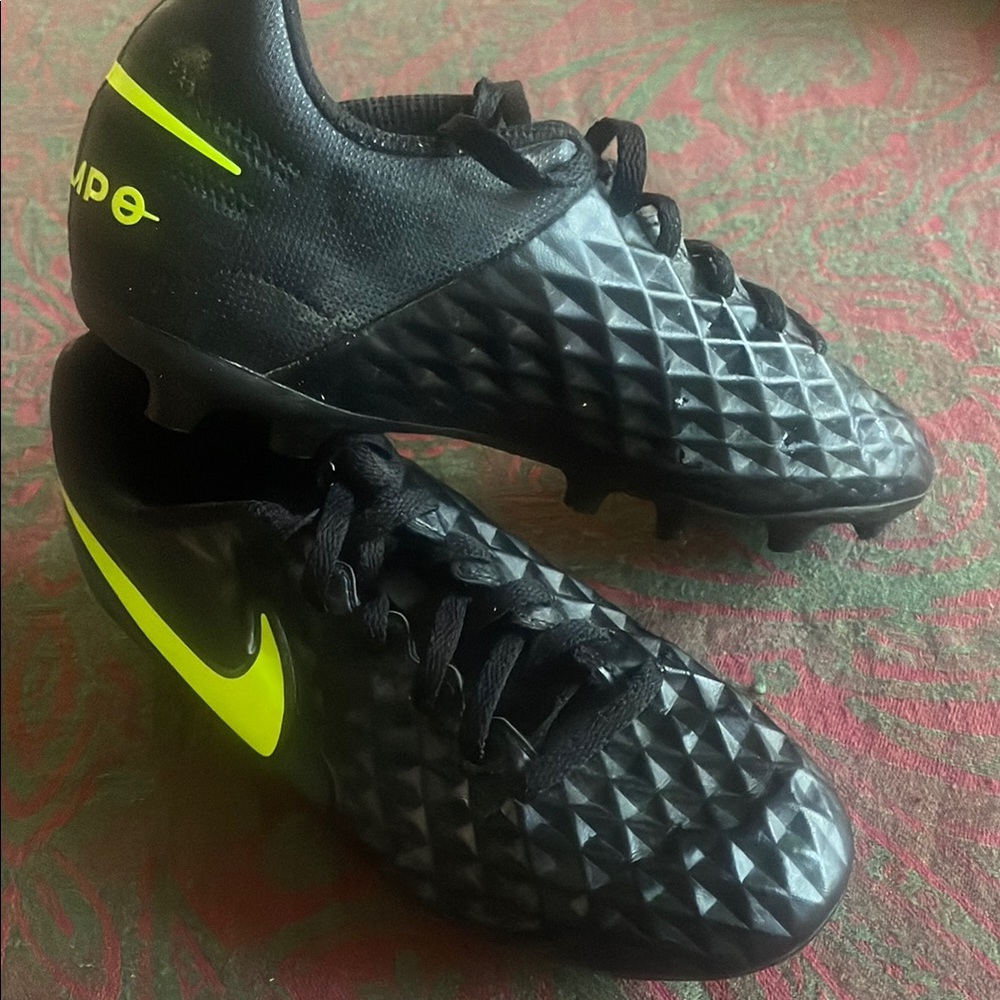 Nike Black and Neon Soccer Cleats